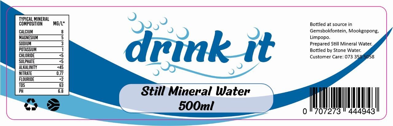Label Drink-it Still Mineral Water 500ml