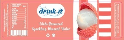 Label Drink-it Carbonated Litchi flavoured mineral water 500ml