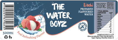 Label THE WATER BOYZ Carbonated Litchi flavoured mineral water 500ml