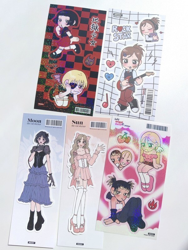 heezey丨(5 types) baby hellgirls sticker Korea illustrated goods stationery
