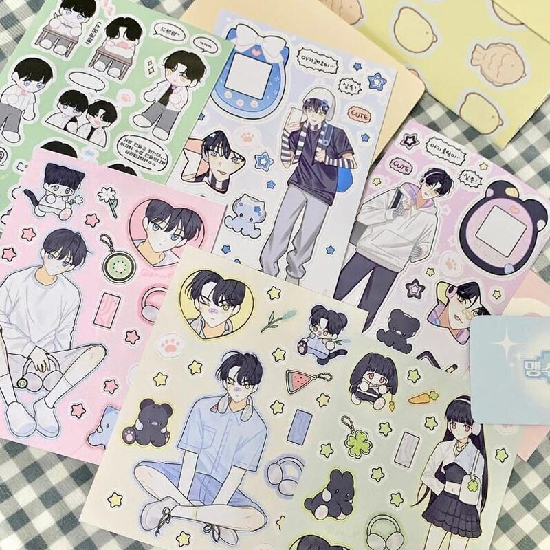 yifuu丨(11 types) Y2K  deco sticker Korea illustrated goods stationery Decoration journal