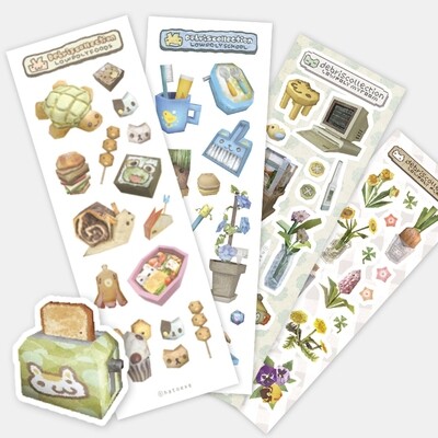 HATO丨Sticker丨(7 types) debrisollection lowpoly school/foods/myroom/plants sticker