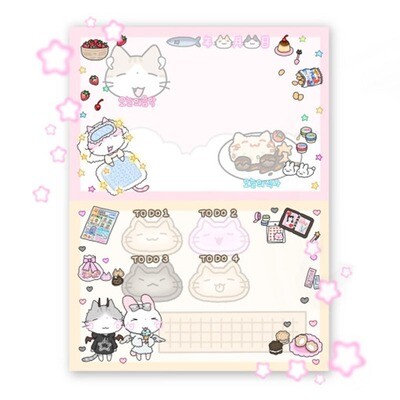 Arsene丨Memopad丨Dessert Cat  Korea illustrated goods stationery Decoration journal, Design: NO.1