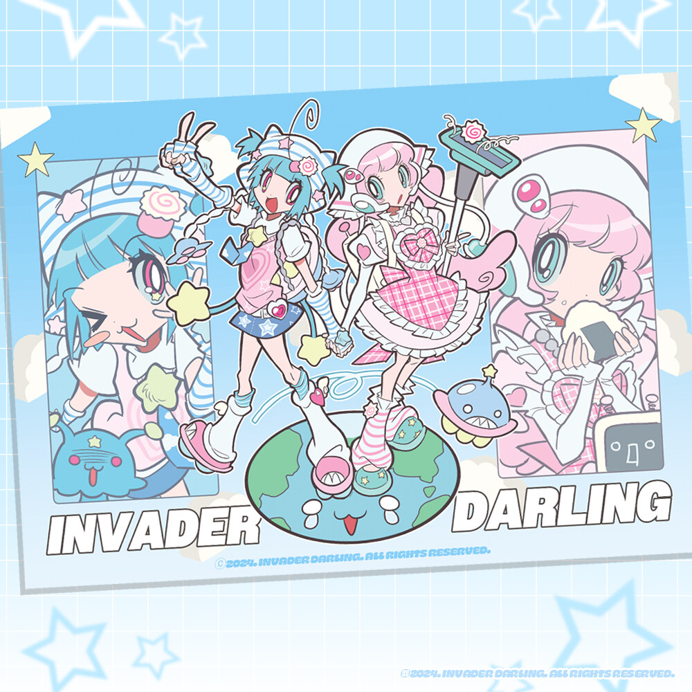 invader darling丨 Poster丨 Invasion Girl Poster A4, Design: NO.1