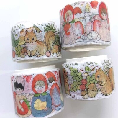 Yoovora丨Masking Tape丨(2 types) Squirrel and Strawberry Girl Korea illustrated goods