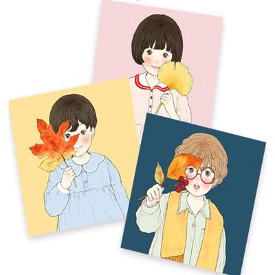 Yoovora丨Postcard Set丨Autumn Leaves  Korea illustrated goods stationery desk Decoration journal