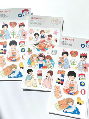 Yoovora丨Sticker丨(2 types) teddy bear Korea illustrated goods stationery