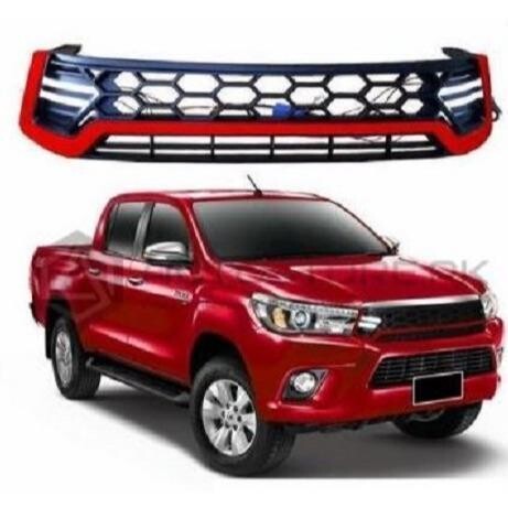 Front Grille With LED Black/Red - Suitable for Toyota Hilux 2015 - 2018 Revo