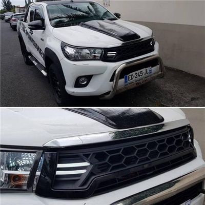 Front Grille With LED Black - Suitable for Toyota Hilux 2015 - 2018 Revo