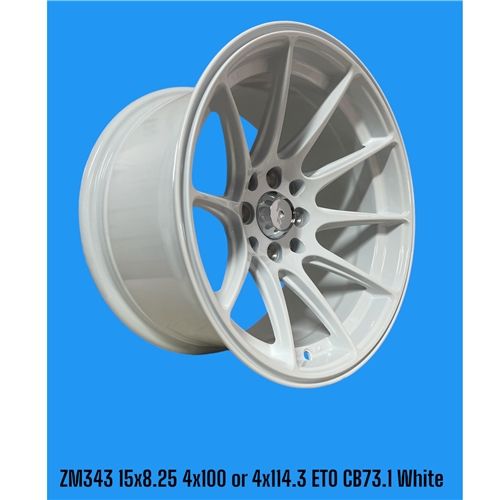 ZM343 15X8.25 ET0 CB73.1 4X100 OR 4X114.3 WHITE