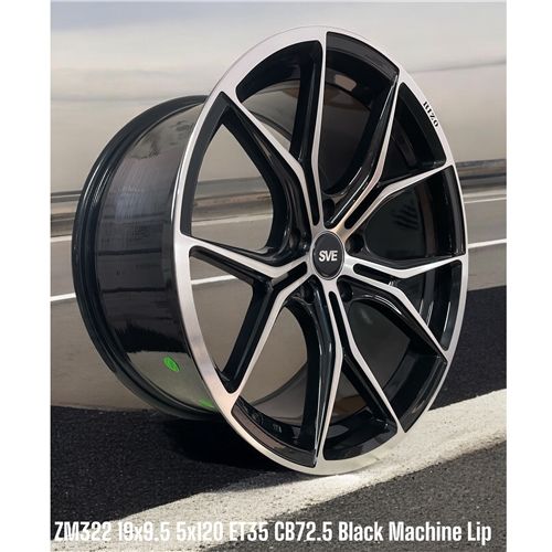 ZM322 19X9.5 ET35 CB72.5 5X120 BLACK MACHINED LIP