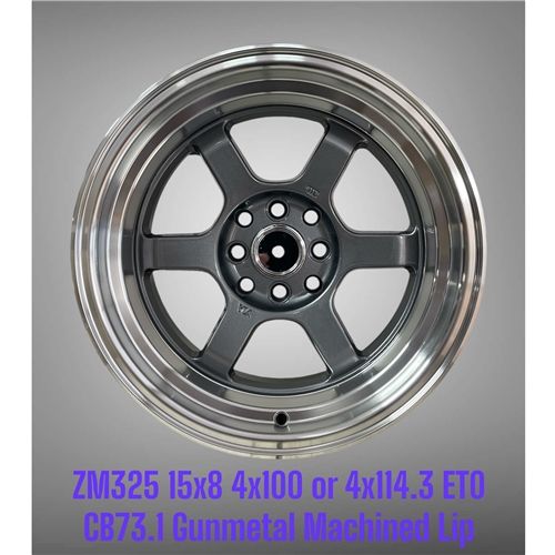 ZM325 15X8 ET0 CB73.1 4X100 OR 4X114.3 GUNMETAL