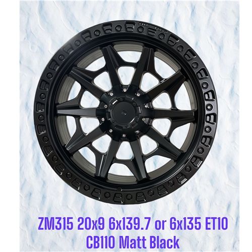 ZM315 20X9 ET10 CB110 6X139.7 OR 6X135 MATT BLACK