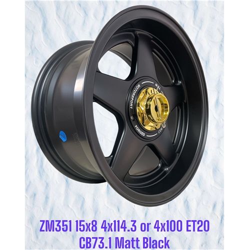 ZM351 15X8 ET20 CB73.1 4X100 OR 4X114.3 MATT BLACK
