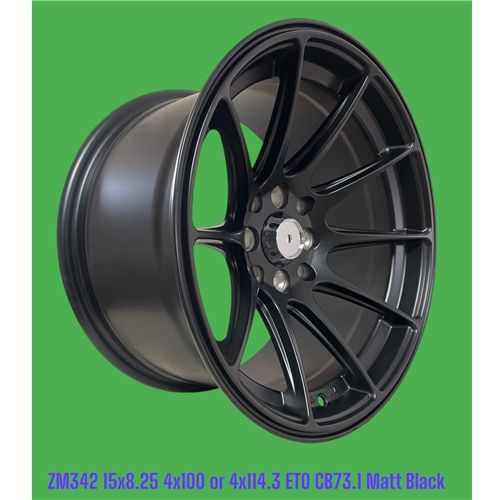 ZM342 15X8.25 ET0 CB73.1 4X100 OR 4X114.3 MATT BLACK
