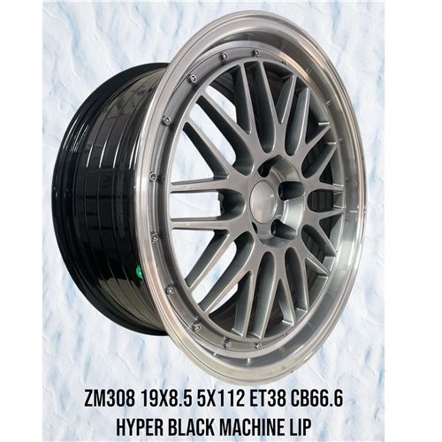 ZM308 19X8.5 ET38 CB66.6 5X112 HYPER BLACK MACHINE LIP