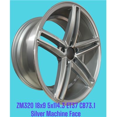 ZM320 18X9 ET37 CB73.1 5X114.3 SILVER MACHINED LIP