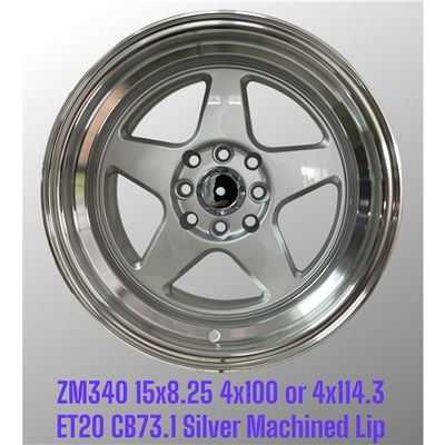 ZM340 15X8.25 ET20 CB73.1 4X100 OR 4X114.3 SILVER