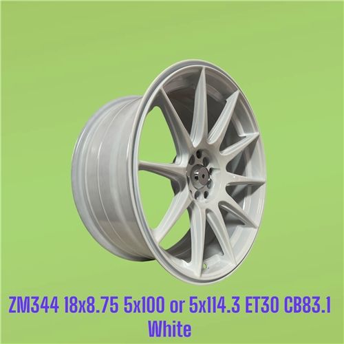 ZM344 18X8.75 ET30 CB73.1 5X100 OR 5X114.3 WHITE