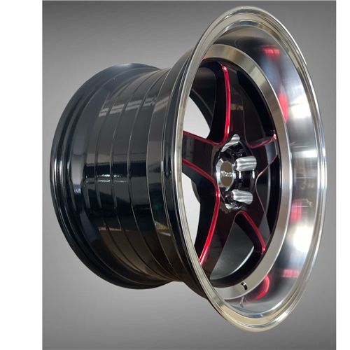 ZM360 18X10.5 ET30 CB73.1 5X114.3 BLACK MIRROR + MILLING RED WINDOW + MACHINED LIP