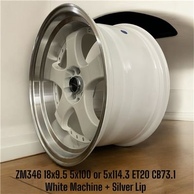 ZM346 - 18X9.5 5X114.3 OR 5X100 ET20 CB73.1 WHITE MACHINE + SILVER SIDE