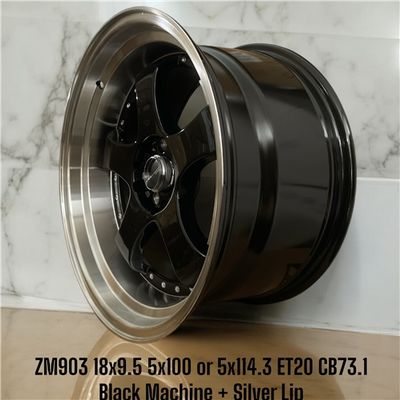 ZM903 - 18X9.5 5X114.3 OR 5X100 ET20 CB73.1 BLACK MACHINE + SILVER SIDE