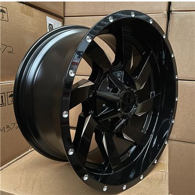 20X10 6X139.7 ET-18 CB110 GLOSS BLACK + MILLING WINDOW + MILLING RIVETS