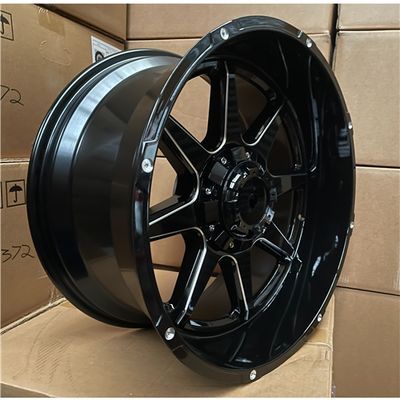 20X10 6X139.7 ET-18 CB110 GLOSS BLACK + MILLING WINDOW + MILLING RIVETS