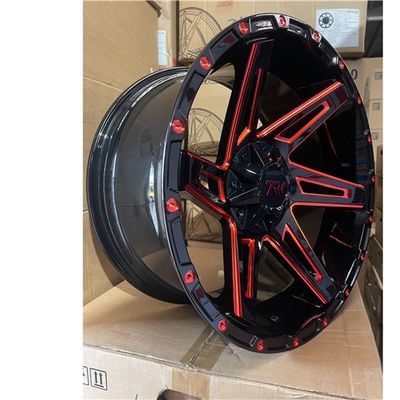 ZM410 20X10 6X139.7 / 6X135 ET-17 CB106.1 – GLOSS BLACK with RED MILLING WINDOWS
