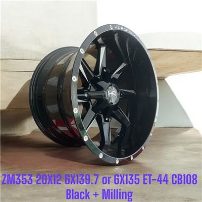 ZM353 20X12 6X139.7 OR 6X135 ET-44 CB108 BLACK + MILLING