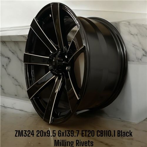 ZM324 - 20X9.5 6X139.7 ET20 CB110.1 GLOSS BLACK+MILLING SPOKES