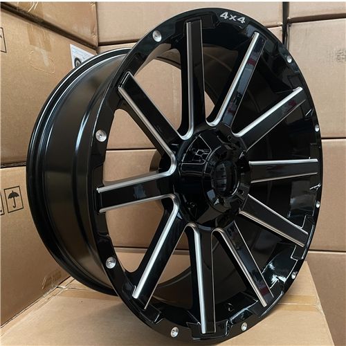20X9 6X139.7 ET-20 CB110 BLACK + MILLING SPOKES + MILLING RIVETS