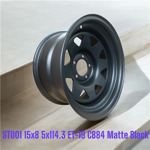 5x114.3, Size: 15X8 CB84 ET-19, Color: Matt Black