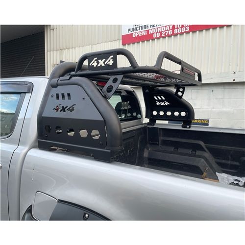 Universal 4x4 Roll Bar with Upper Basket &amp; C Bracket – Matte Black Finish