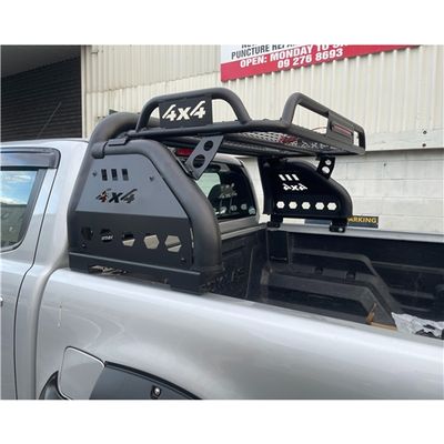 Universal 4x4 Roll Bar with Upper Basket &amp; C Bracket – Matte Black Finish