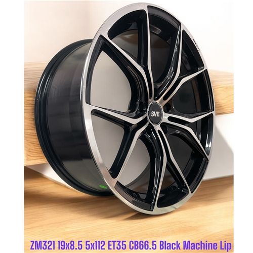 ZM321 19X8.5 ET35 CB66.5 5X112 BLACK MACHINED LIP