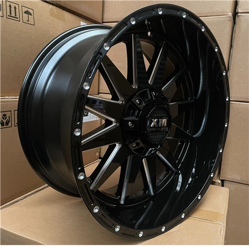 20X10 6X139.7 ET-24 CB110 GLOSS BLACK + MILLING WINDOW + MILLING
