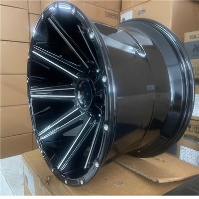 20X12 6X139.7 ET-44 CB110 GLOSS BLACK + MILLING WINDOW + MILLING