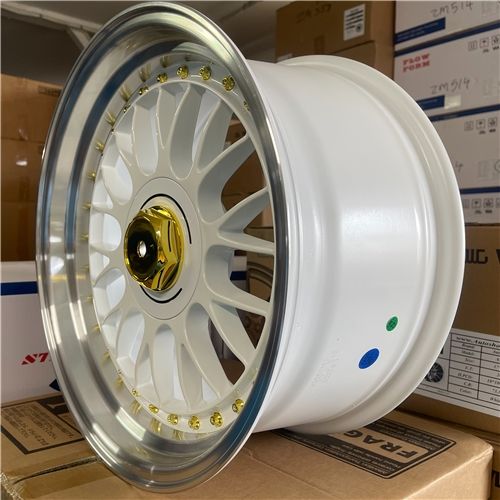 17x8.5 White Alloy Wheels 4x100 / 5x100 ET20 Gold Rivets – Set of 4 – From $20/wk