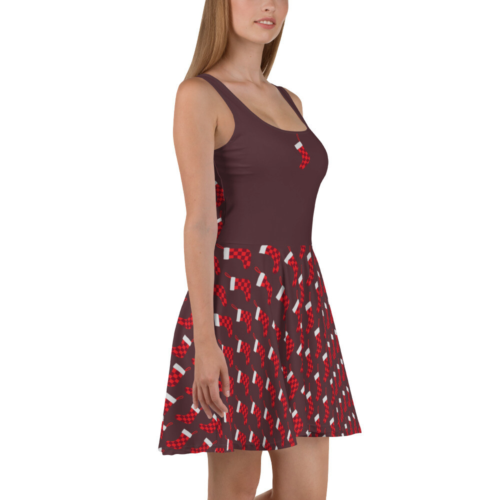Church Ready Christmas Stocking Skater Dress
