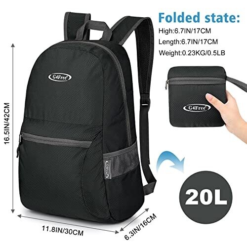 G4Free Daypack Foldable Backpack for Men Women