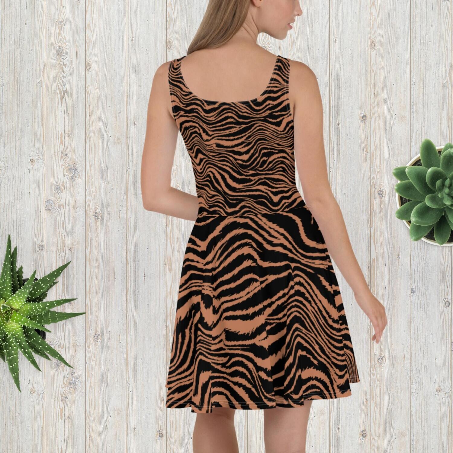 Church Ready Brown and Black Striped Dress