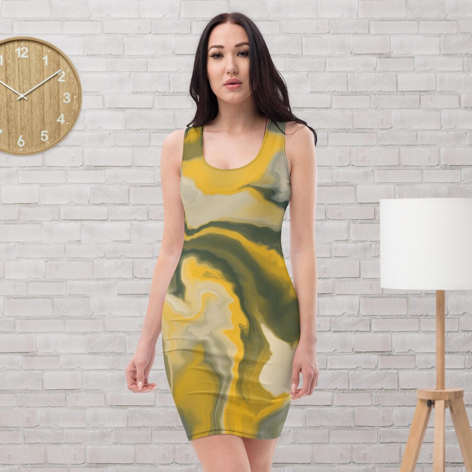 Church Ready Green and Yellow Anytime Dress