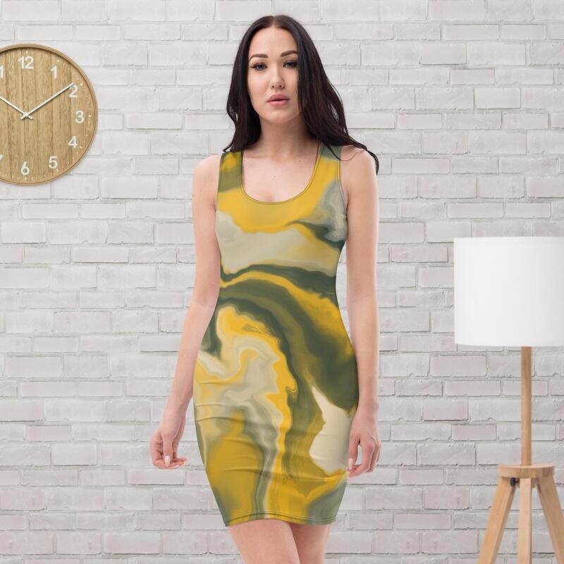 Church Ready Green and Yellow Anytime Dress