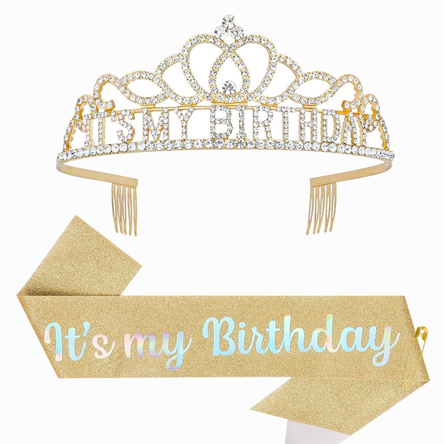 Birthday Tiara for Women &amp; Glitter Its My Birthday Sash Birthday Crowns for Women Birthday Queen Sash and Tiara Birthday Crown and Sash for Women