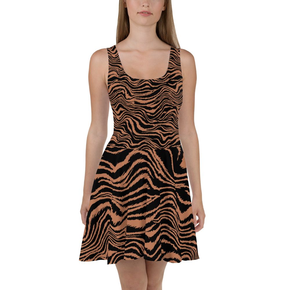 Church Ready Brown and Black Striped Dress