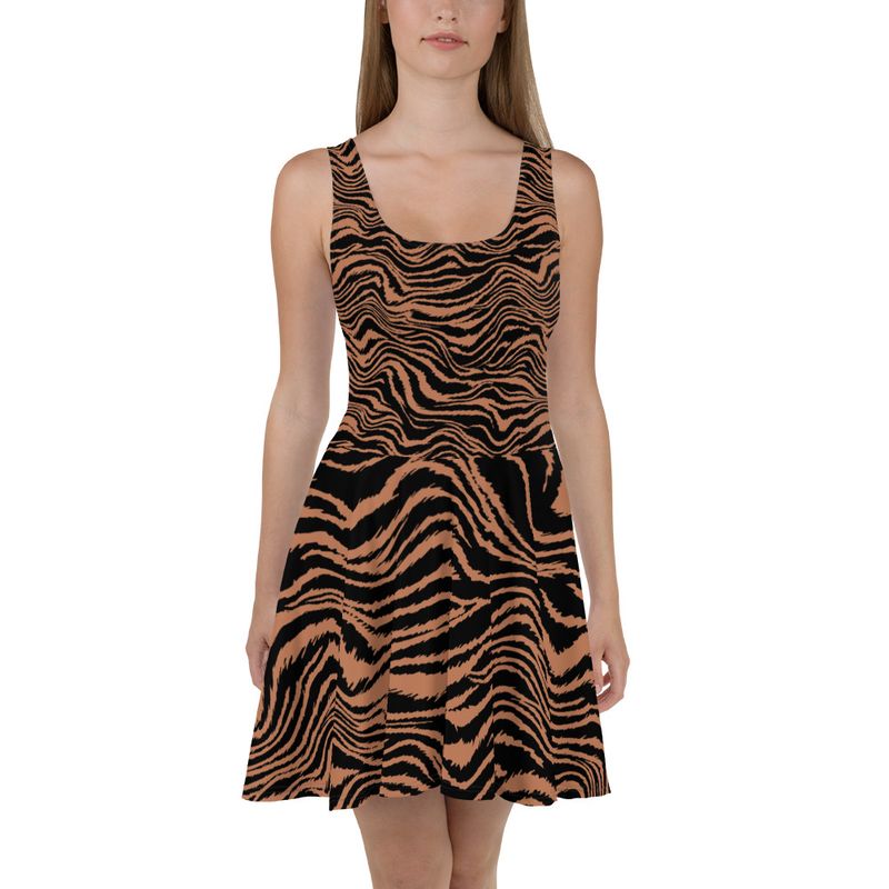 Church Ready Brown and Black Striped Dress