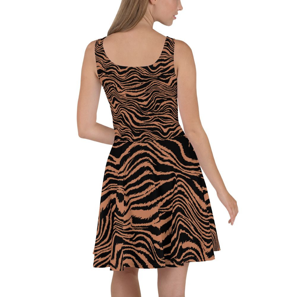 Church Ready Brown and Black Striped Dress