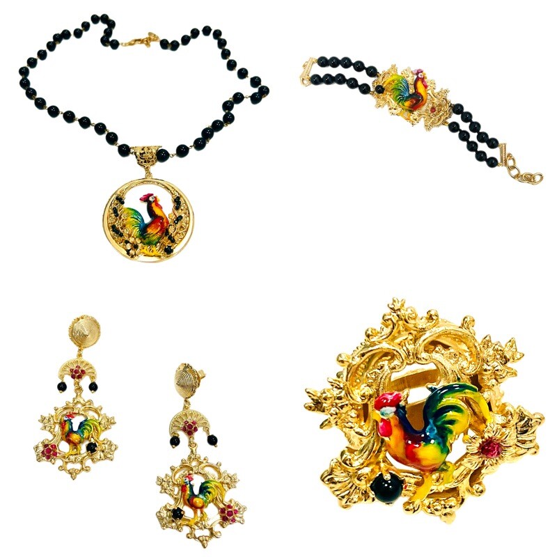 Jewelry set: necklace, bracelet, earrings and ring