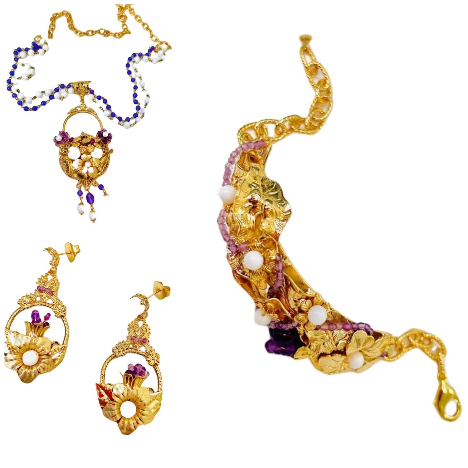 Jewelry set: necklace, bracelet and earrings